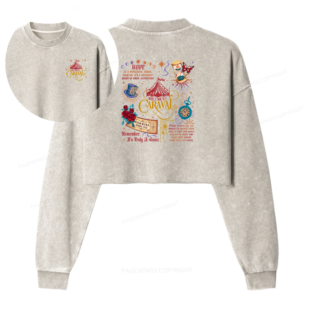 Pagewings Bookish Fantasy Women Washed Crop Sweatshirt