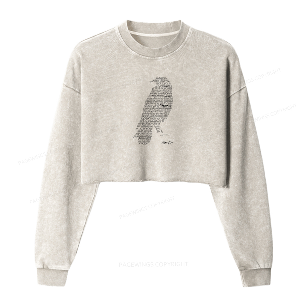 Pagewings The Raven Women Washed Crop Sweatshirt