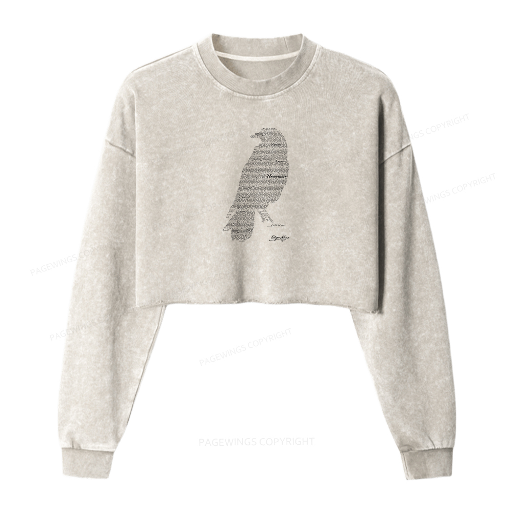 Pagewings The Raven Women Washed Crop Sweatshirt