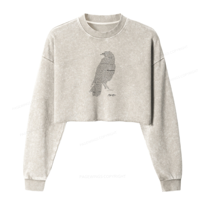 Pagewings The Raven Women Washed Crop Sweatshirt
