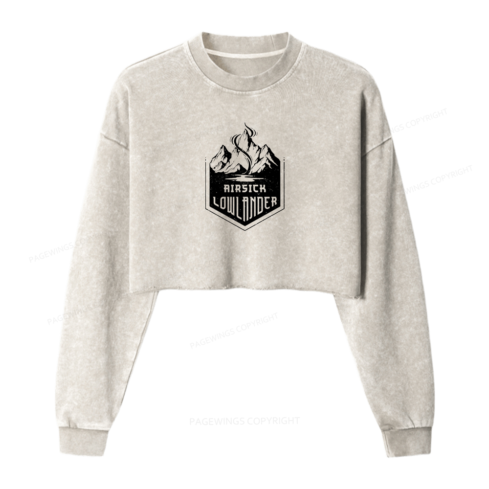 Pagewings Airsick Lowlander Women Washed Crop Sweatshirt