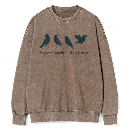 Pagewings Support Gothic Literature Unisex Washed Sweatshirt