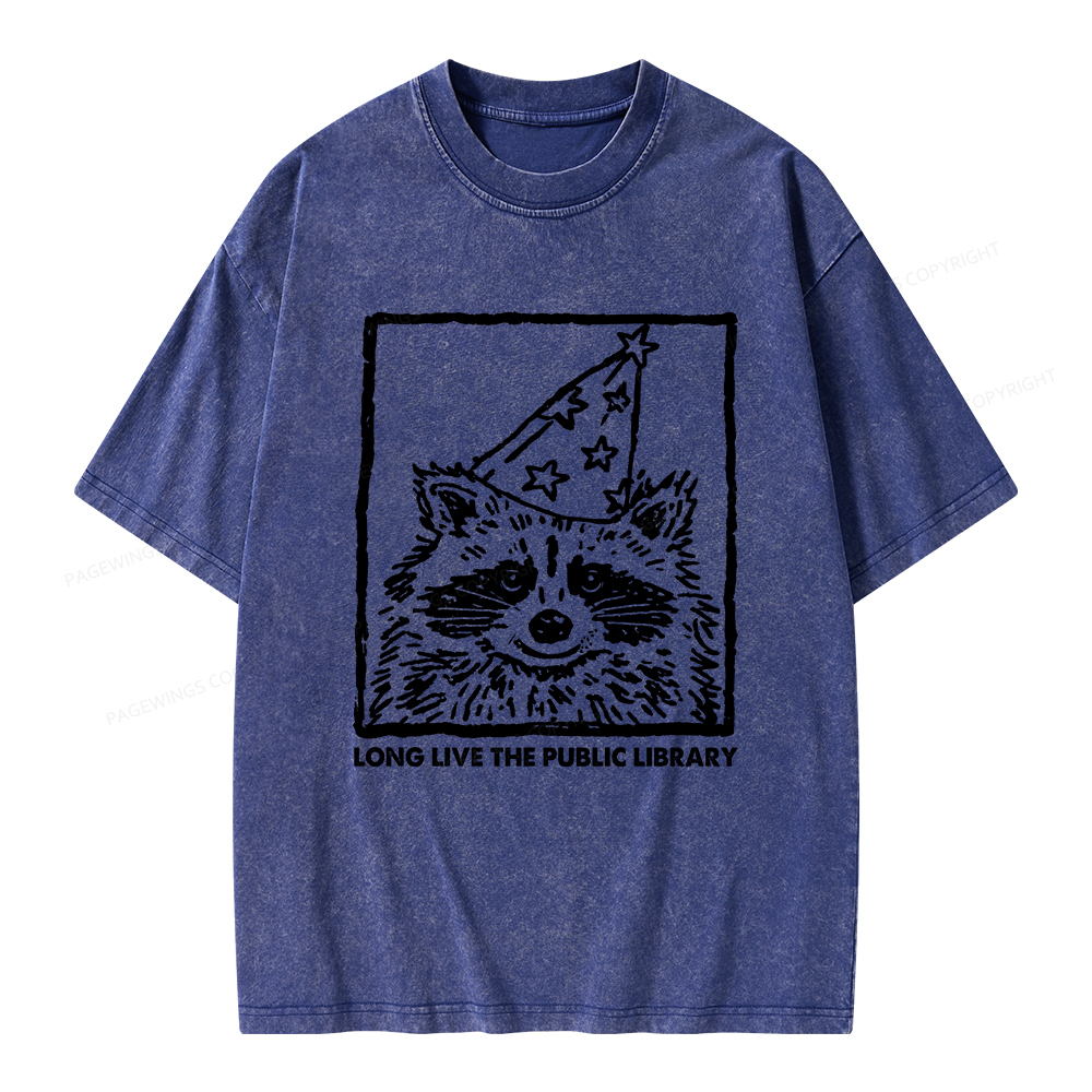 Pagewings Long Live The Public Library Unisex Washed T-shirt