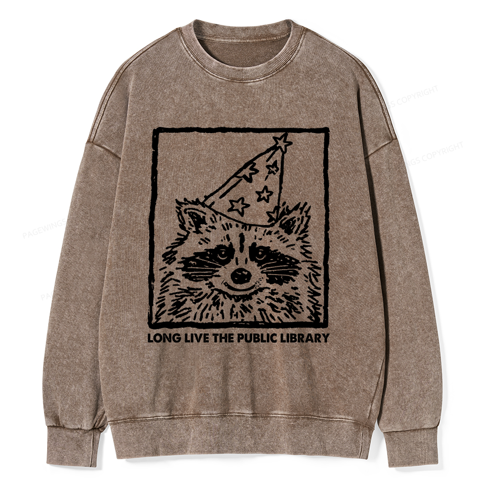 Pagewings Long Live The Public Library Unisex Washed Sweatshirt