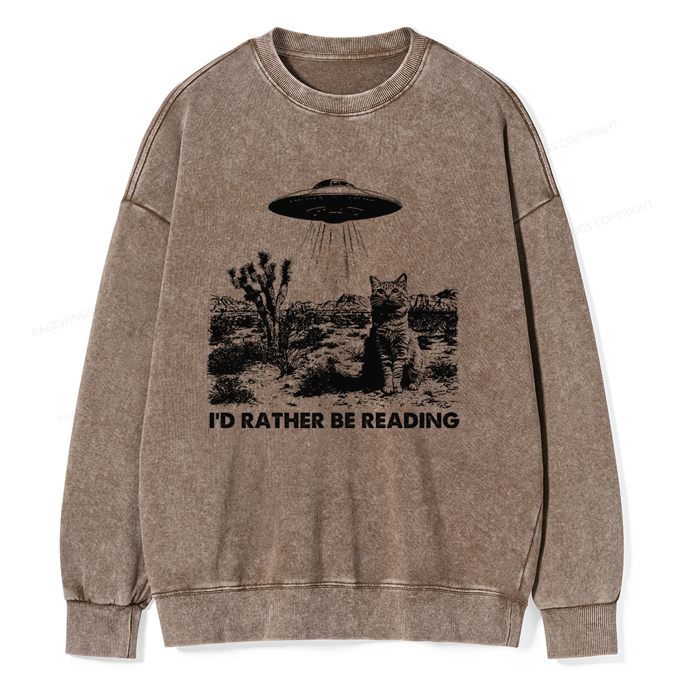 Pagewings I'd Rather Be Reading Unisex Washed Sweatshirt