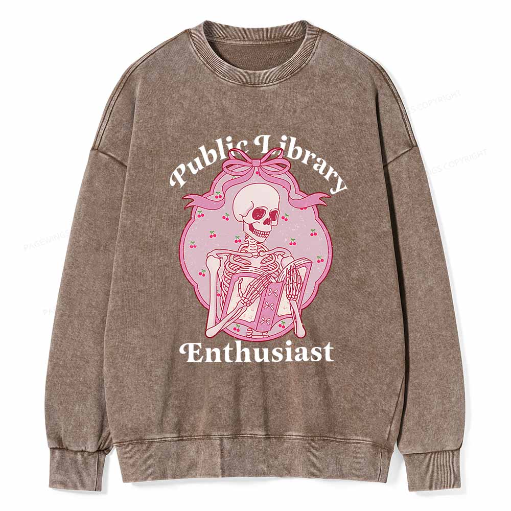 Pagewings Public Library Enthusiast  Unisex Washed Sweatshirt