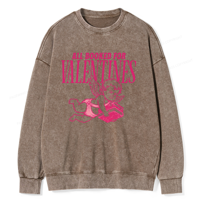 Pagewings All Booked For Valentine's Day Unisex Washed Sweatshirt