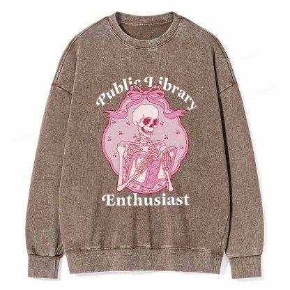 Pagewings Public Library Enthusiast  Unisex Washed Sweatshirt