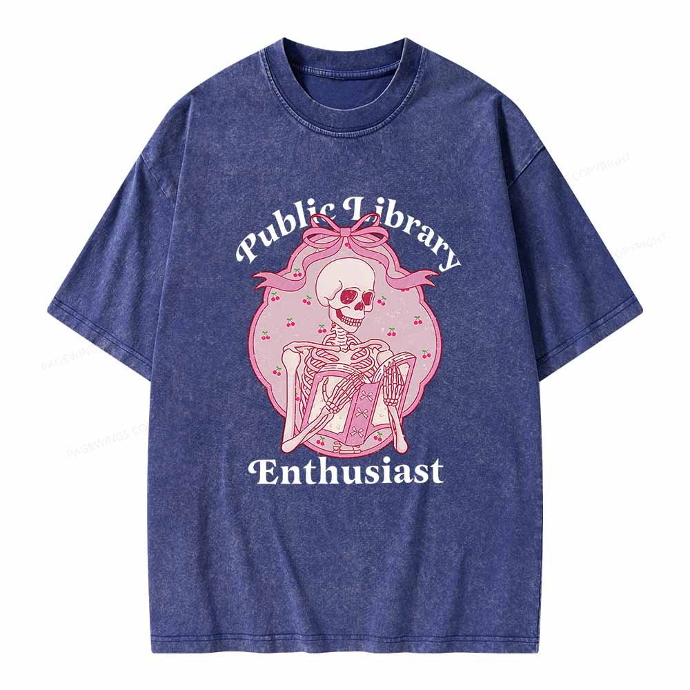 Pagewings Public Library Enthusiast  Unisex Washed T-shirt