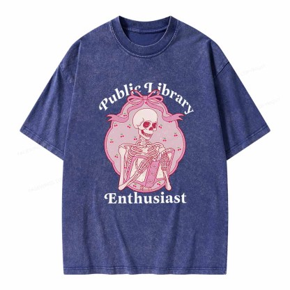 Pagewings Public Library Enthusiast  Unisex Washed T-shirt
