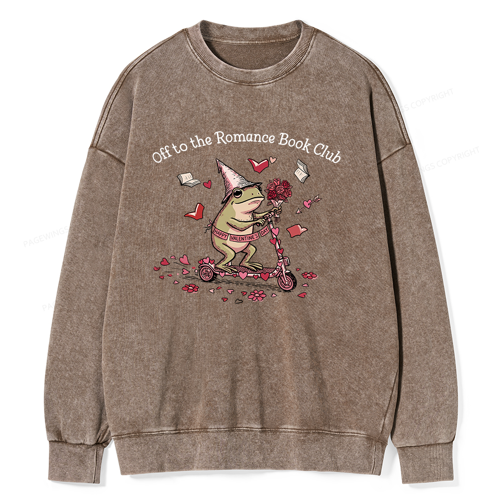 Pagewings Off to the Romance Book Club Unisex Washed Sweatshirt