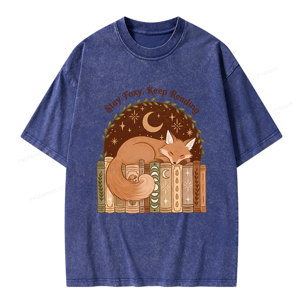 Pagewings Stay Foxy Keep Reading Unisex Washed T-shirt