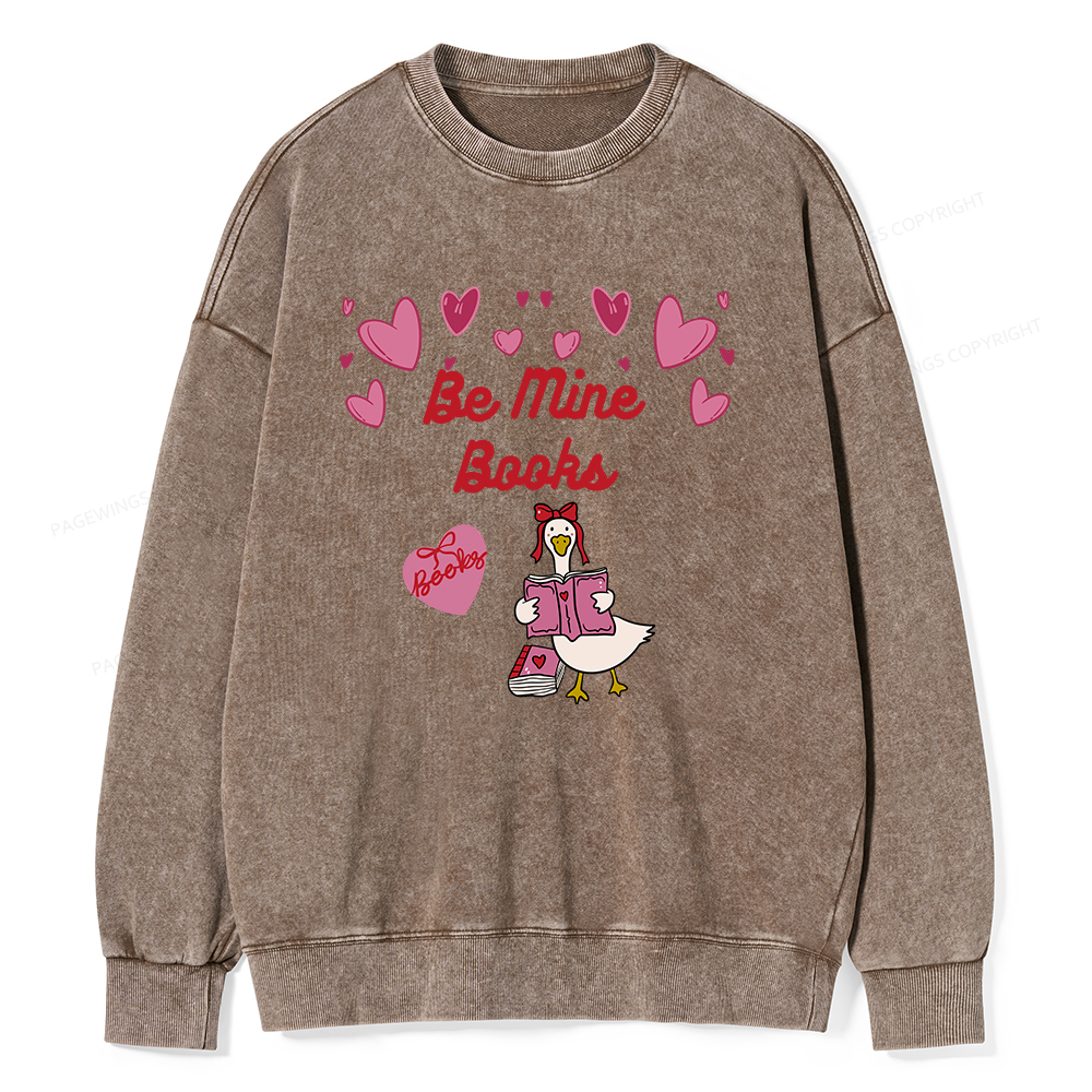 Pagewings Be Mine Books  Unisex Washed Sweatshirt