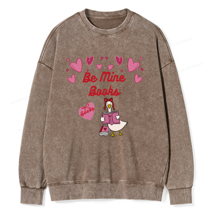 Pagewings Be Mine Books  Unisex Washed Sweatshirt