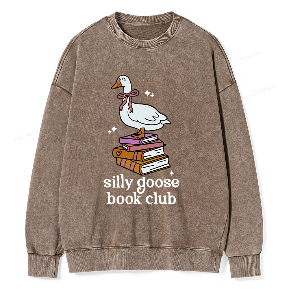 Pagewings Silly Goose Book Club Unisex Washed Sweatshirt