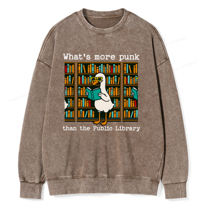 Pagewings What’s More Punk Than the Public Library Unisex Washed Sweatshirt