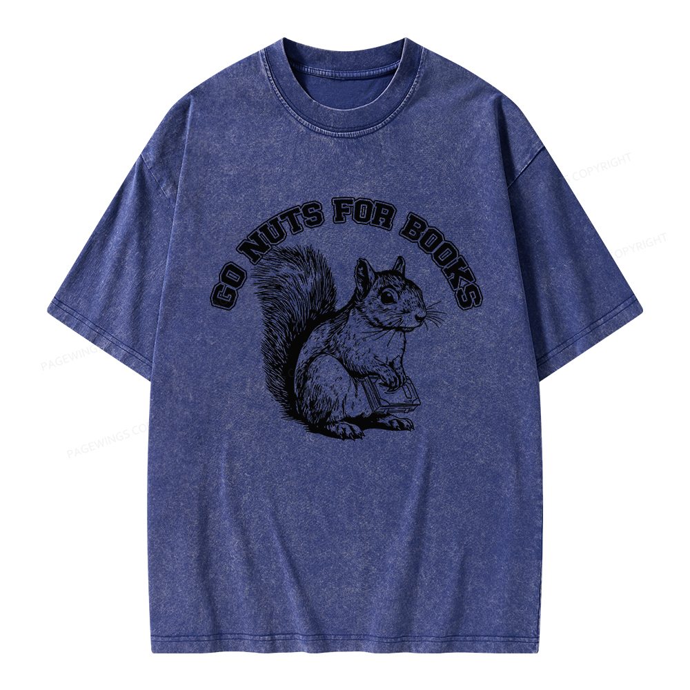Pagewings Go Nuts For Books Unisex Washed T-shirt