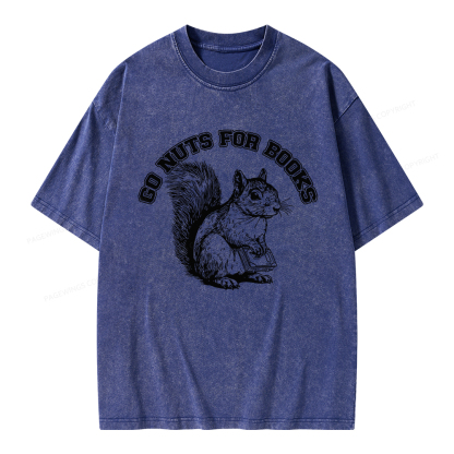 Pagewings Go Nuts For Books Unisex Washed T-shirt