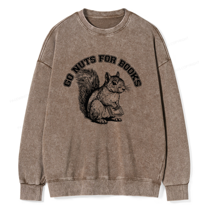 Pagewings Go Nuts For Books Unisex Washed Sweatshirt