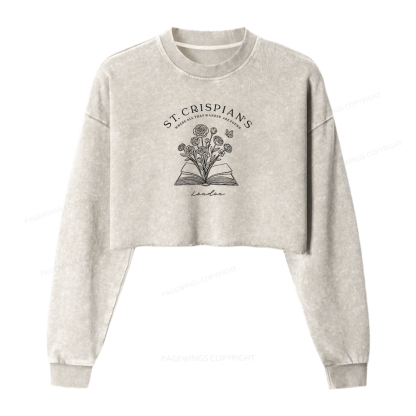 Pagewings Where Things Wander To Be Found Women Washed Crop Sweatshirt
