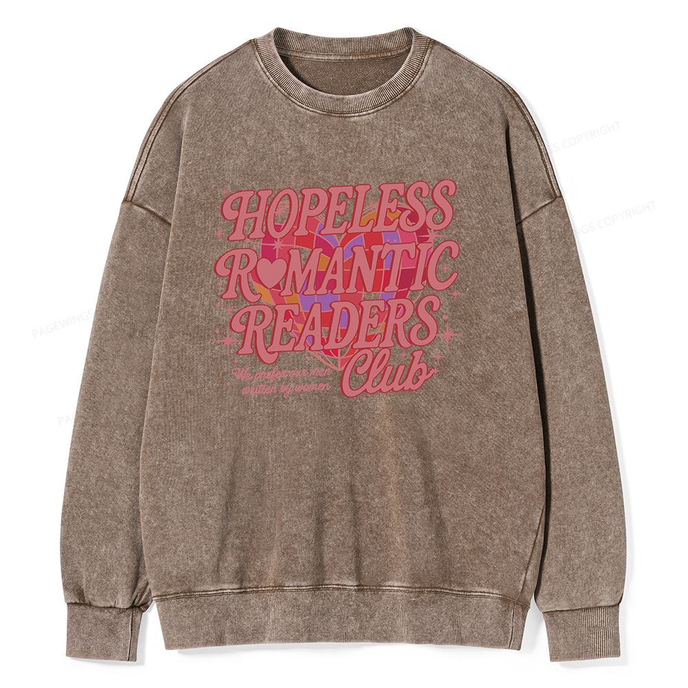Pagewings Hopeless Romantic Readers Club Unisex Washed Sweatshirt