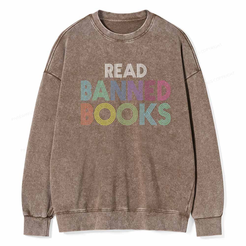 Pagewings Read Banned Books Shirt Unisex Washed Sweatshirt
