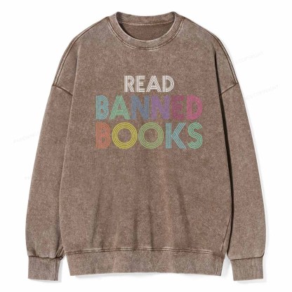 Pagewings Read Banned Books Shirt Unisex Washed Sweatshirt