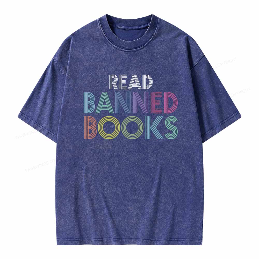 Pagewings Read Banned Books Shirt Unisex Washed T-shirt