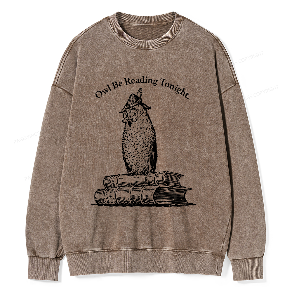 Pagewings Owl Be Reading Tonight Unisex Washed Sweatshirt