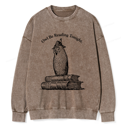 Pagewings Owl Be Reading Tonight Unisex Washed Sweatshirt
