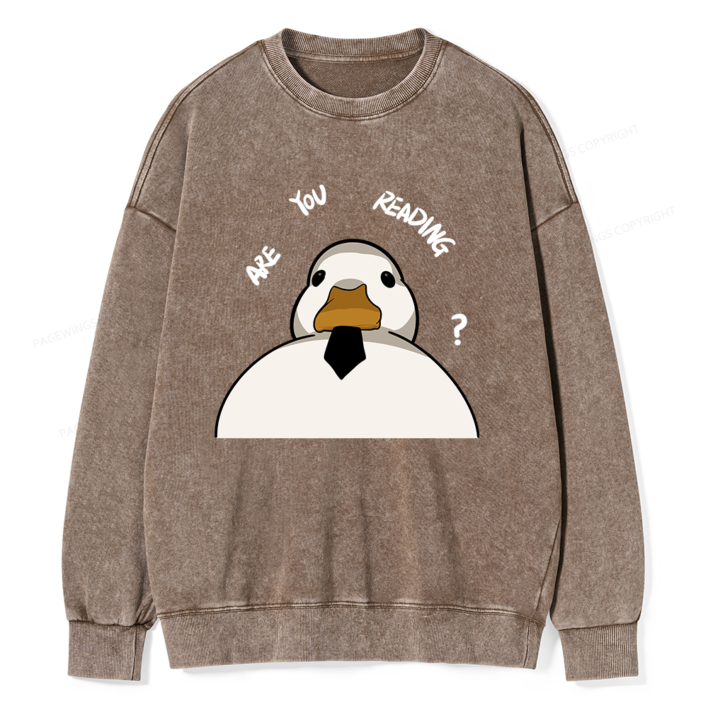 Pagewings Are You Reading Unisex Washed Sweatshirt
