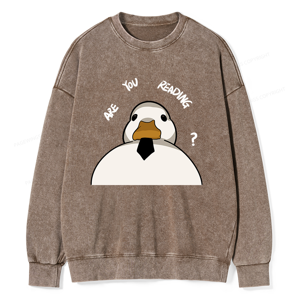 Pagewings Are You Reading Unisex Washed Sweatshirt