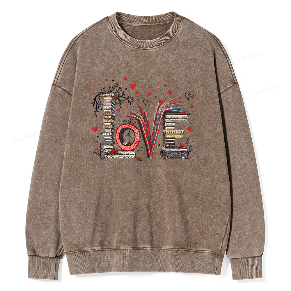 Pagewings Love Books Unisex Washed Sweatshirt