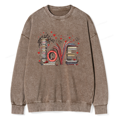 Pagewings Love Books Unisex Washed Sweatshirt