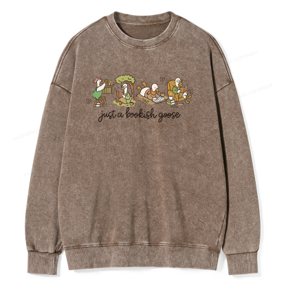 Pagewings Just a Bookish Goose Unisex Washed Sweatshirt