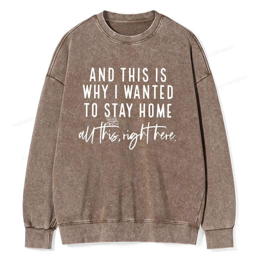 Pagewings And This Is Why I Wanted To Stay Home Unisex Washed Sweatshirt