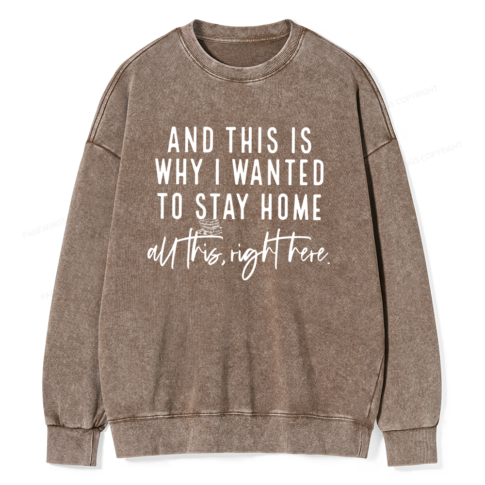 Pagewings And This Is Why I Wanted To Stay Home Unisex Washed Sweatshirt