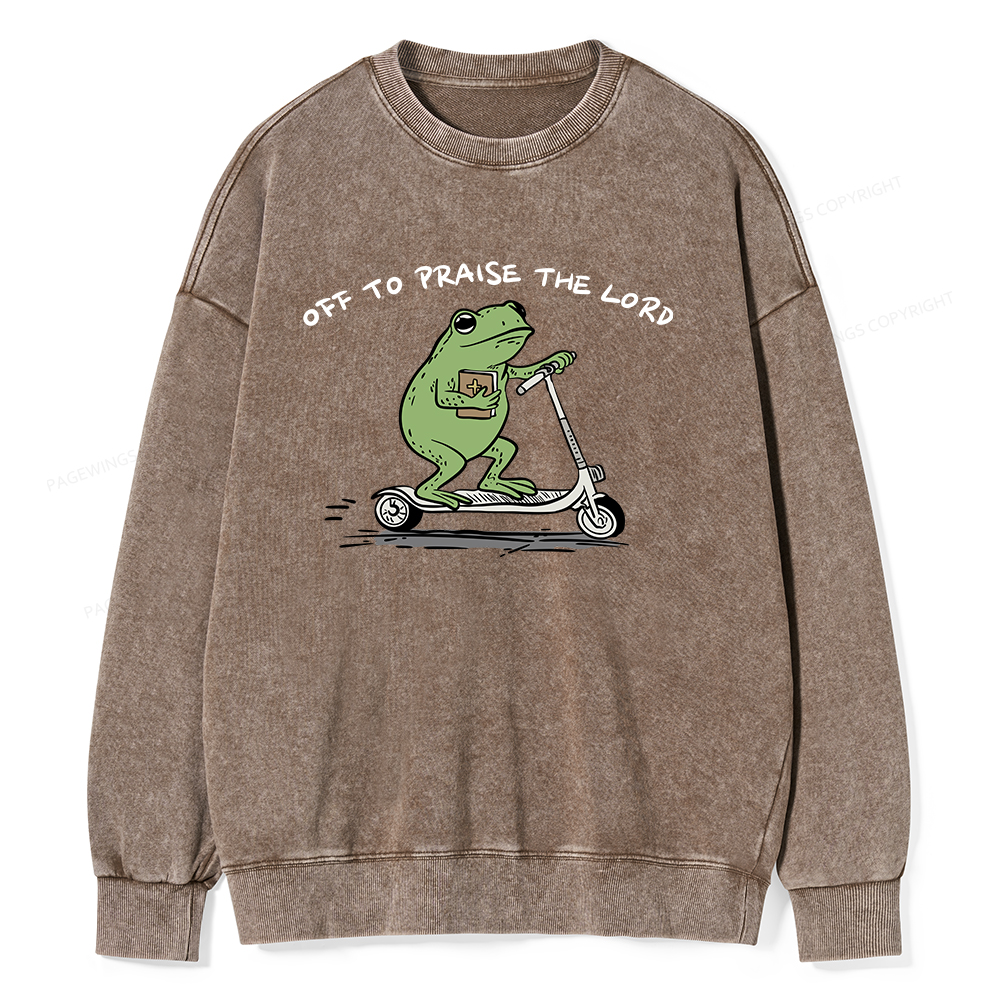 Pagewings Off To Praise The Lord Unisex Washed Sweatshirt