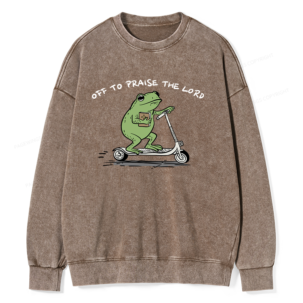 Pagewings Off To Praise The Lord Unisex Washed Sweatshirt