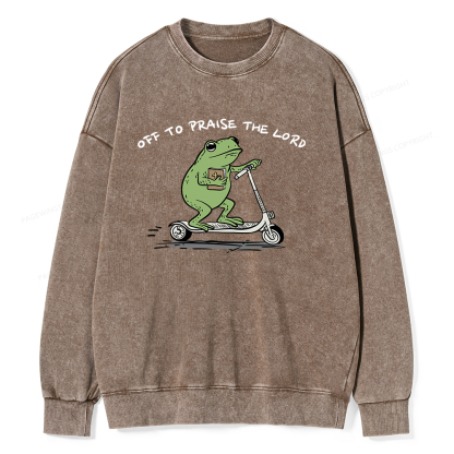 Pagewings Off To Praise The Lord Unisex Washed Sweatshirt