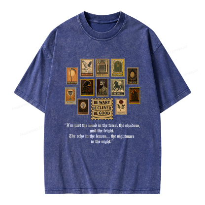Pagewings Be Wary Be Clever Be Good Unisex Washed T-shirt