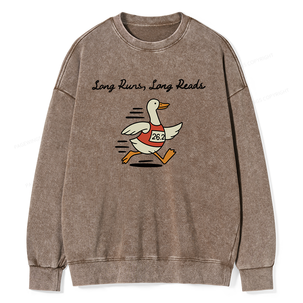 Pagewings Long Runs Long Reads Unisex Washed Sweatshirt