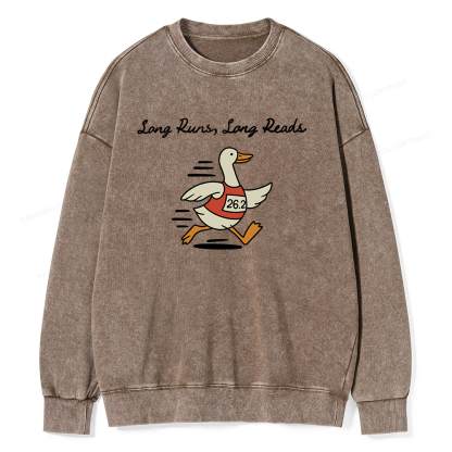 Pagewings Long Runs Long Reads Unisex Washed Sweatshirt