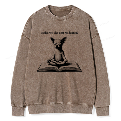 Pagewings Books Are The Best Meditation Unisex Washed Sweatshirt