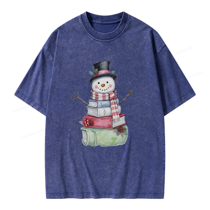 Pagewings Snowman Book Unisex Washed T-shirt