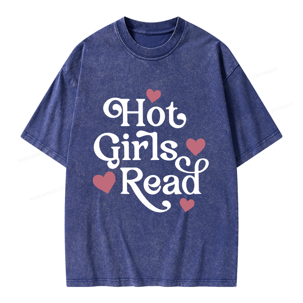 Pagewings Hot Girls Read Unisex Washed T-shirt