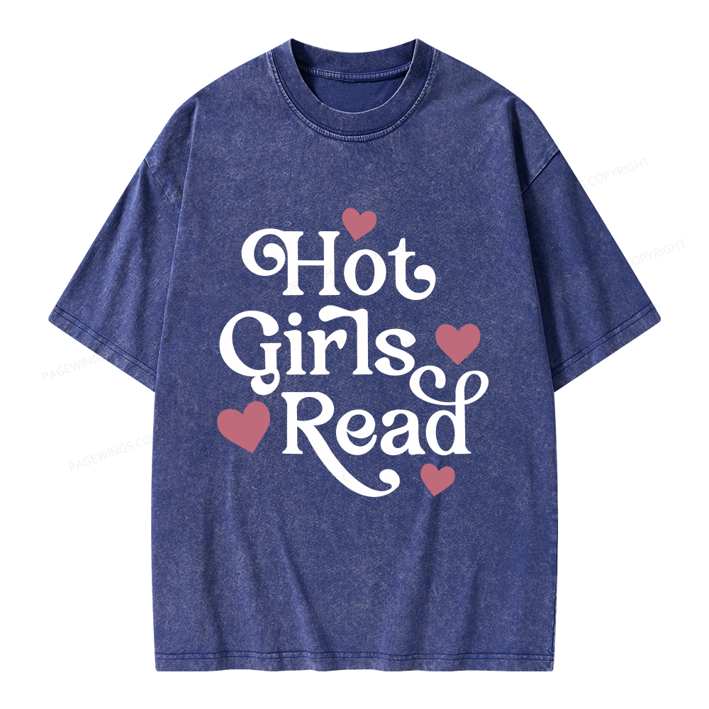 Pagewings Hot Girls Read Unisex Washed T-shirt