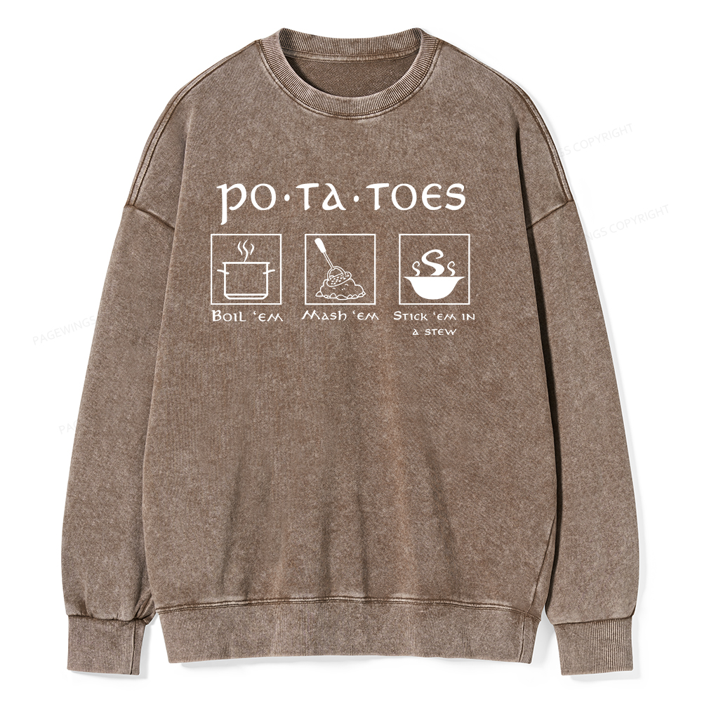 Pagewings Potatoes Unisex Washed Sweatshirt