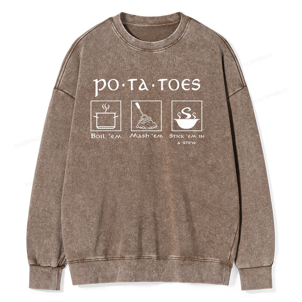 Pagewings Potatoes Unisex Washed Sweatshirt