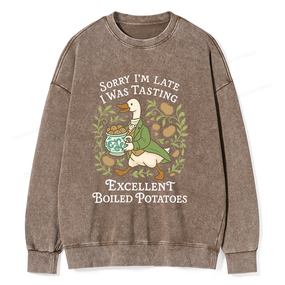 Pagewings Boiled Potatoes Unisex Washed Sweatshirt